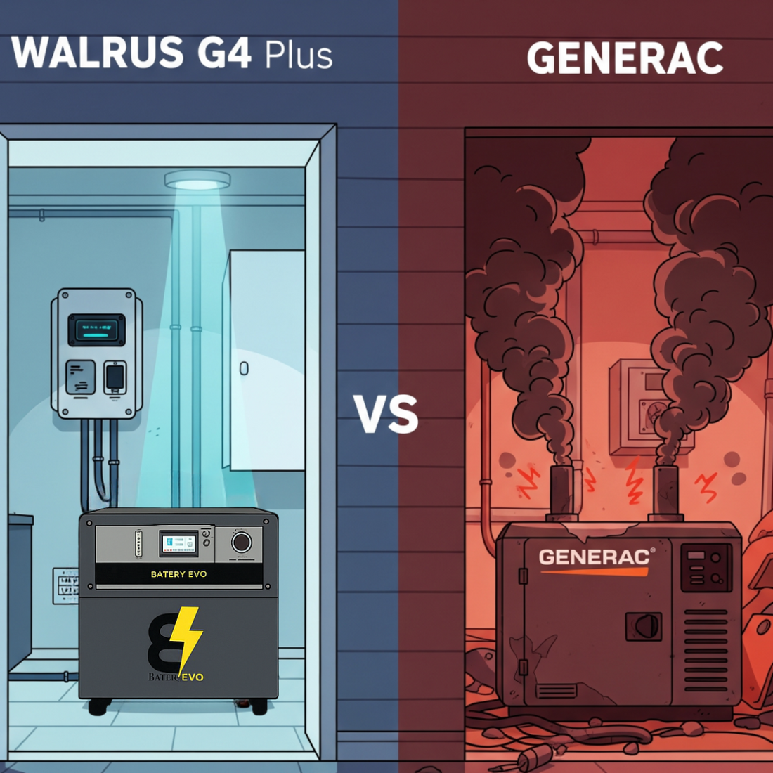 Generac Standby Generators vs Walrus G4 PLUS : Silent, Smart, and Cost-Effective Backup Power