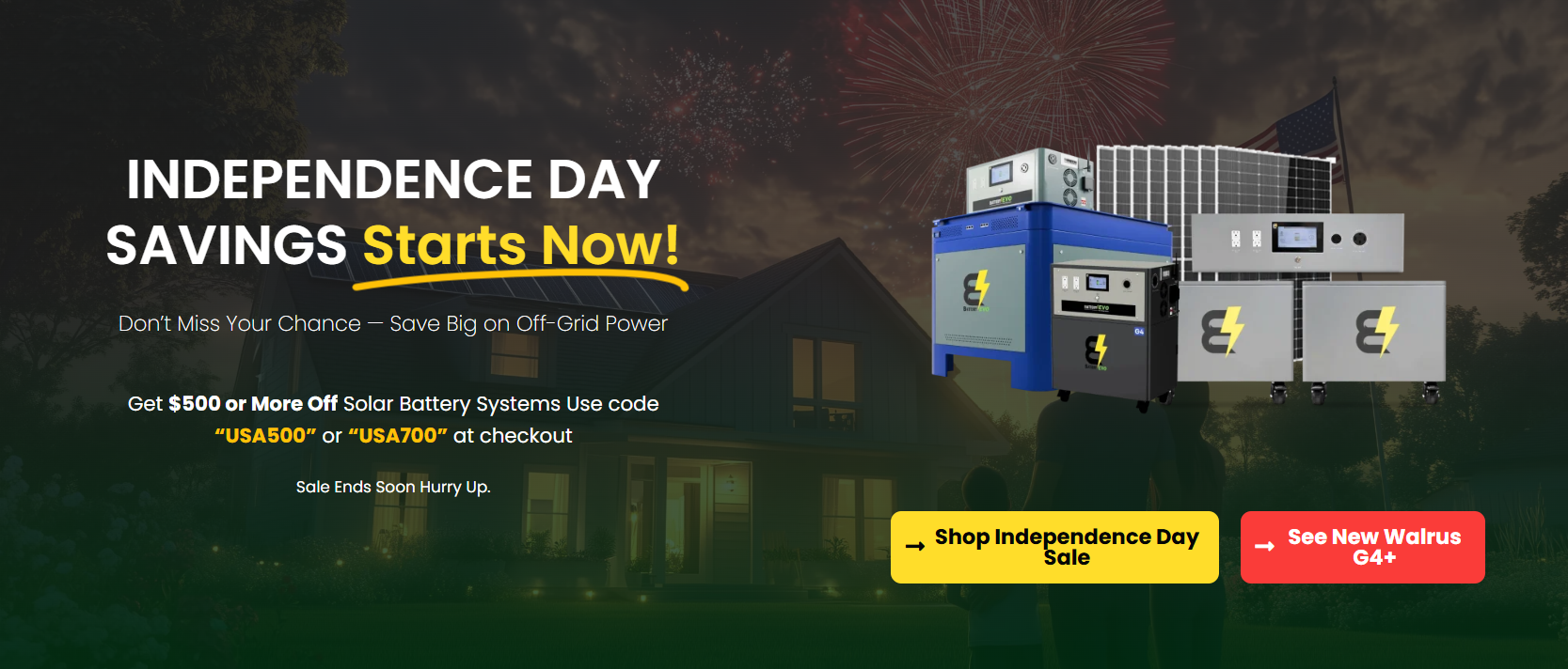 Celebrate Independence with Big Savings : $500+ Off Solar Battery Systems