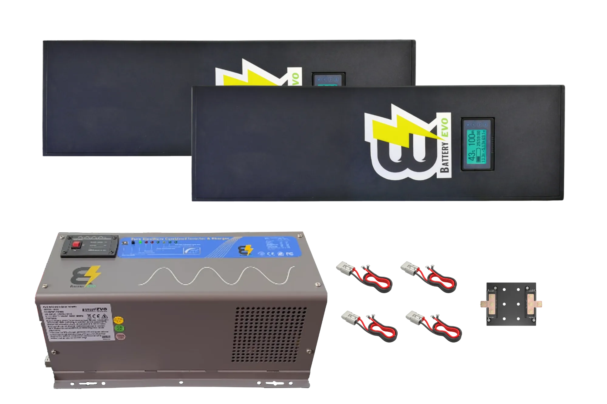 RAZORBACK 12V 6kWh Lithium Battery 2x Kit with 3000W Inverter